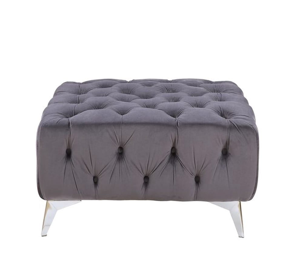 ACME Furniture - Wugtyx - Ottoman -  Dark GrayVelvet - LV00336 view 2