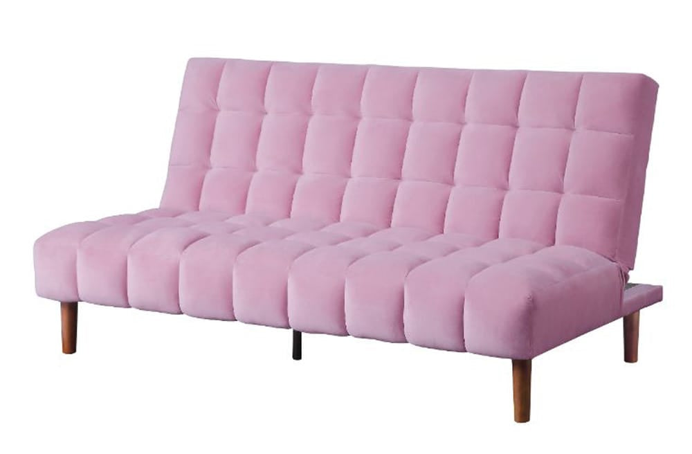 ACME Furniture - Yolandi - Adjustable Sofa - Pink Velvet & Dark Walnut Finish - 57200 view 1