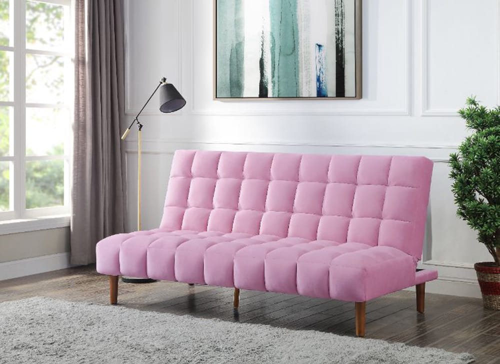 ACME Furniture - Yolandi - Adjustable Sofa - Pink Velvet & Dark Walnut Finish - 57200 view 7