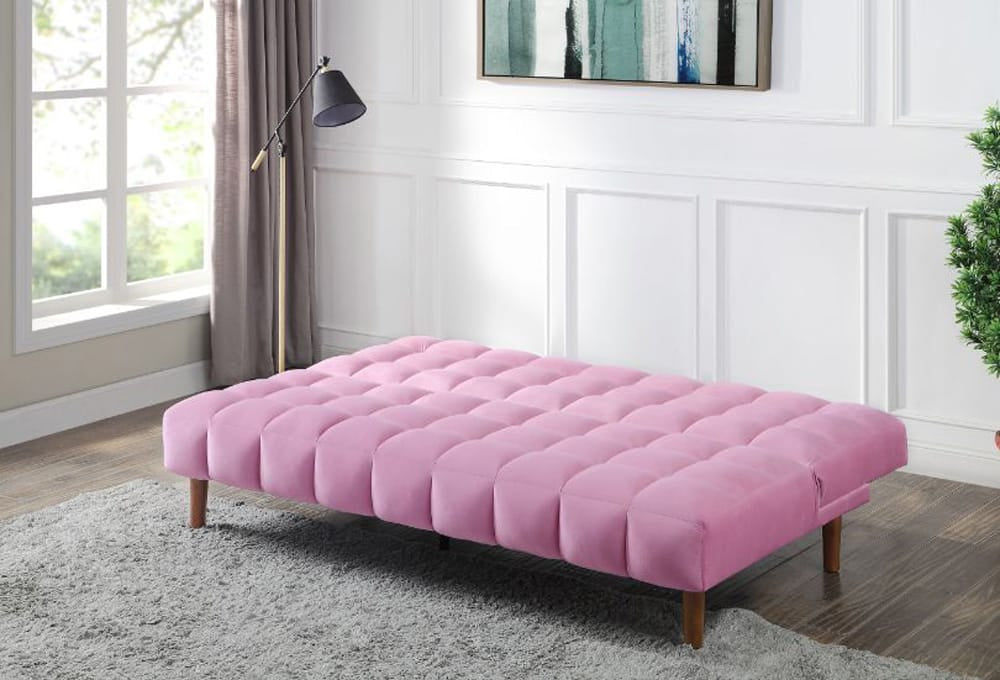 ACME Furniture - Yolandi - Adjustable Sofa - Pink Velvet & Dark Walnut Finish - 57200 view 8