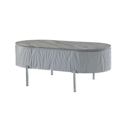 ACME Furniture - Yukino Coffee Table - Gray High Gloss & Chrome - LV02411 view 1