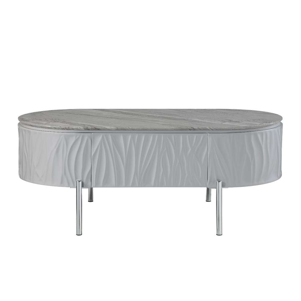 ACME Furniture - Yukino Coffee Table - Gray High Gloss & Chrome - LV02411 view 2