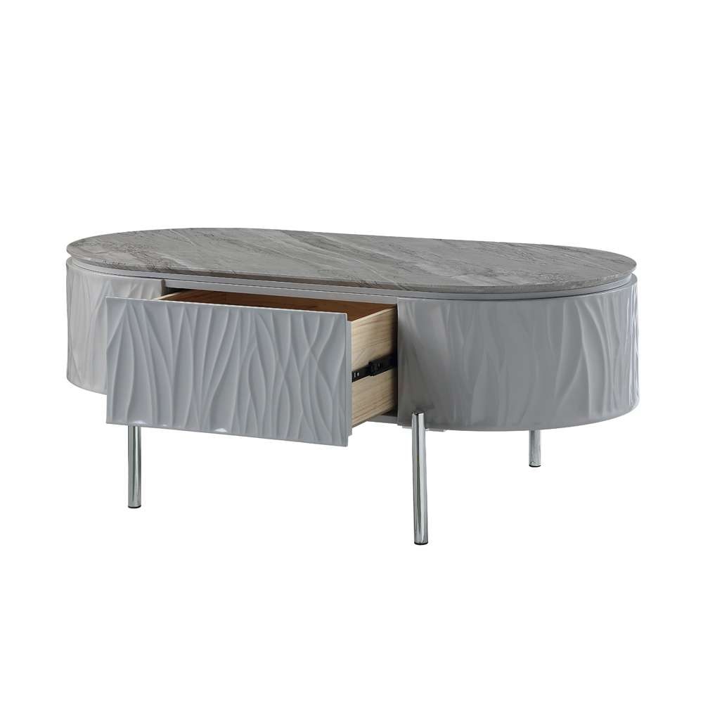 ACME Furniture - Yukino Coffee Table - Gray High Gloss & Chrome - LV02411 view 4