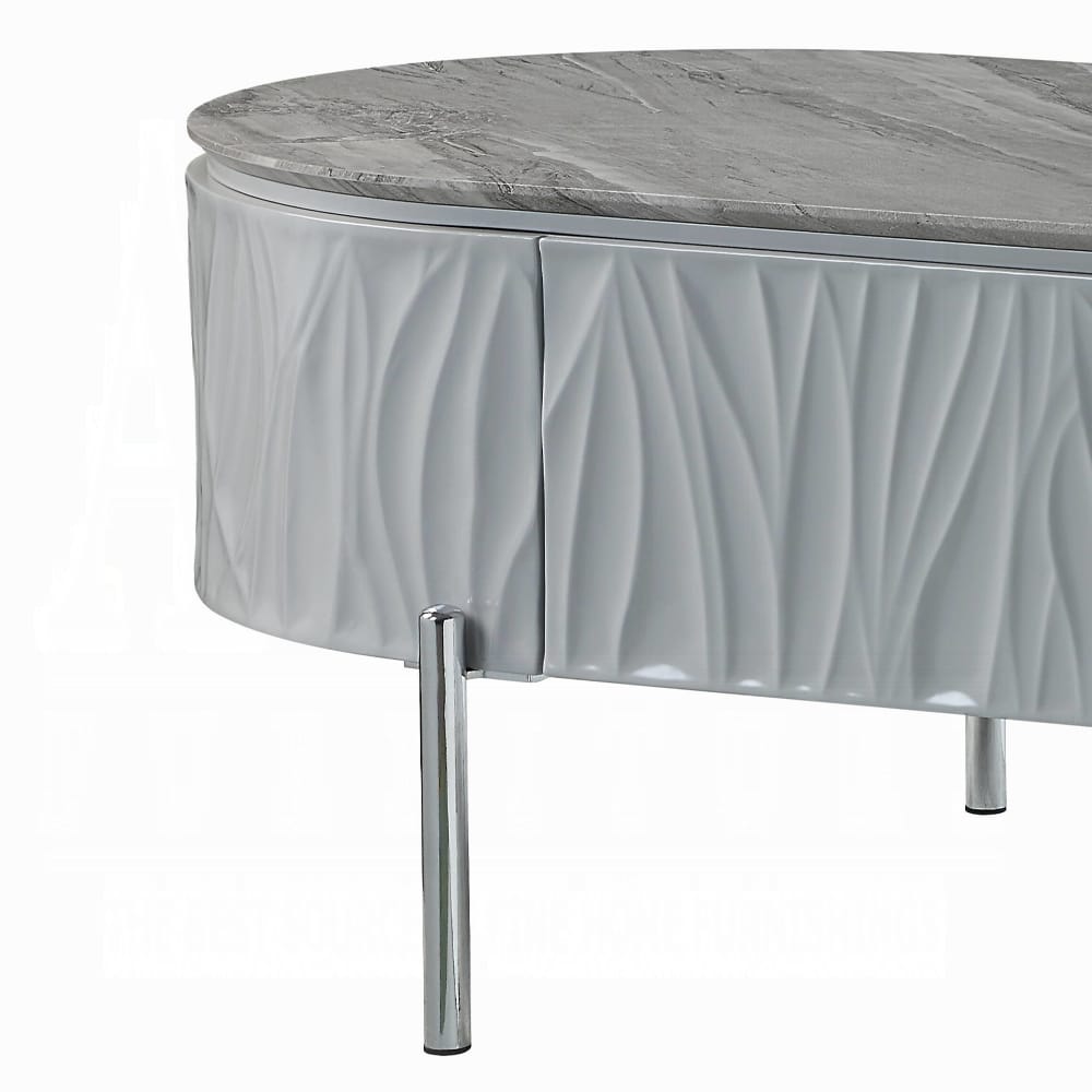 ACME Furniture - Yukino Coffee Table - Gray High Gloss & Chrome - LV02411 view 5