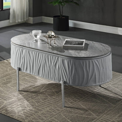 ACME Furniture - Yukino Coffee Table - Gray High Gloss & Chrome - LV02411 view 7