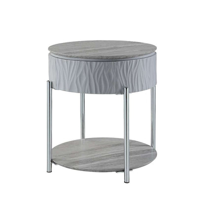 ACME Furniture - Yukino End Table - Gray High Gloss & Chrome - LV02412 view 1