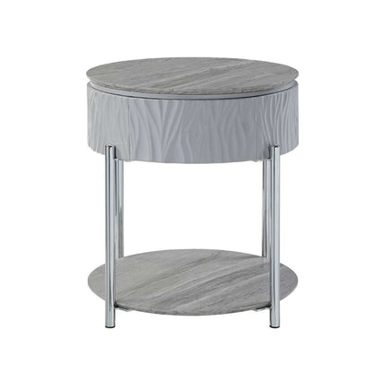 ACME Furniture - Yukino End Table - Gray High Gloss & Chrome - LV02412 view 2