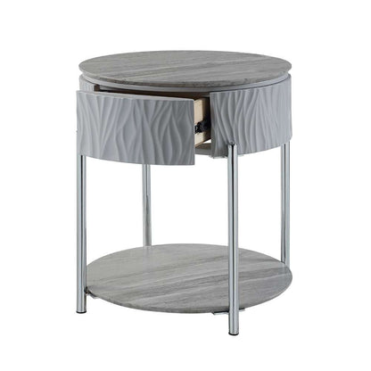 ACME Furniture - Yukino End Table - Gray High Gloss & Chrome - LV02412 view 3