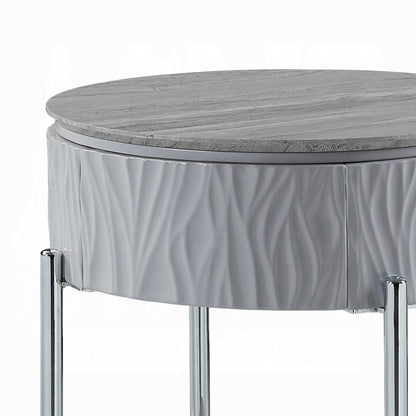 ACME Furniture - Yukino End Table - Gray High Gloss & Chrome - LV02412 view 5
