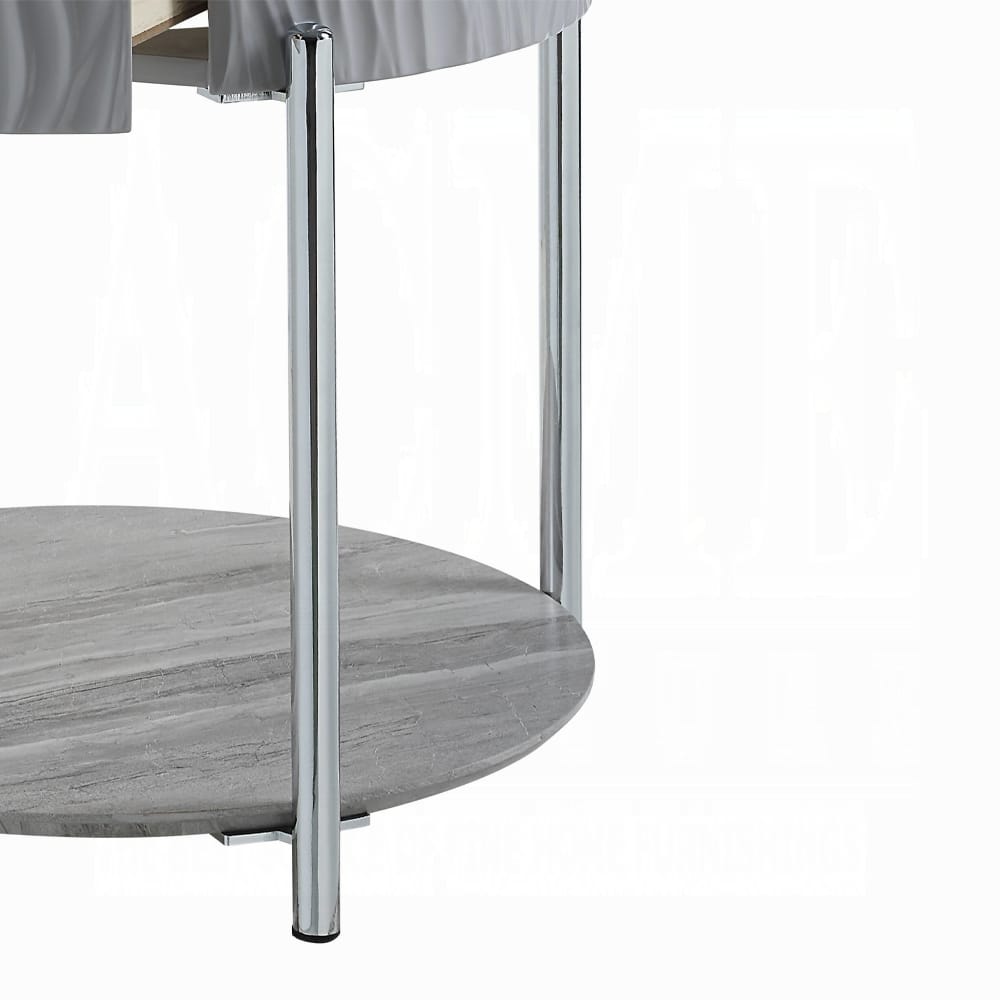 ACME Furniture - Yukino End Table - Gray High Gloss & Chrome - LV02412 view 6