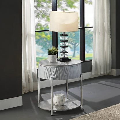 ACME Furniture - Yukino End Table - Gray High Gloss & Chrome - LV02412 view 7