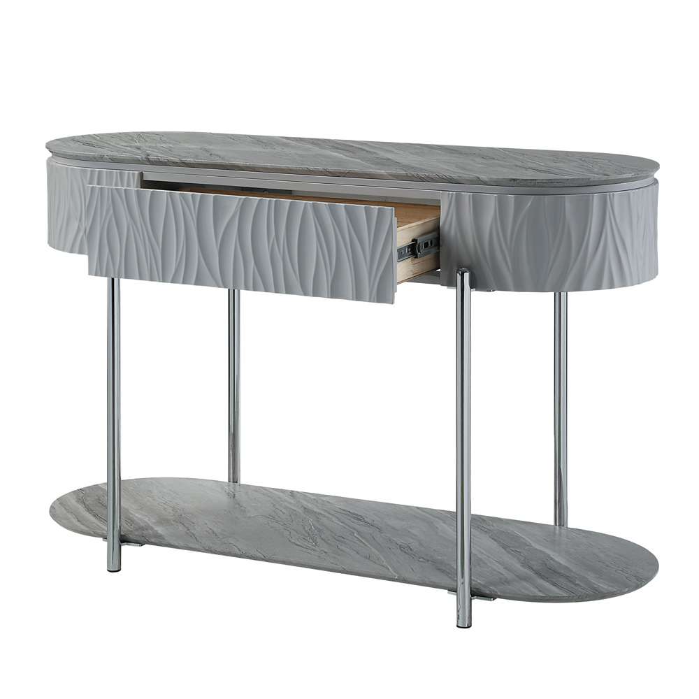 ACME Furniture - Yukino Sofa Table - Gray High Gloss & Chrome - LV02413 view 3