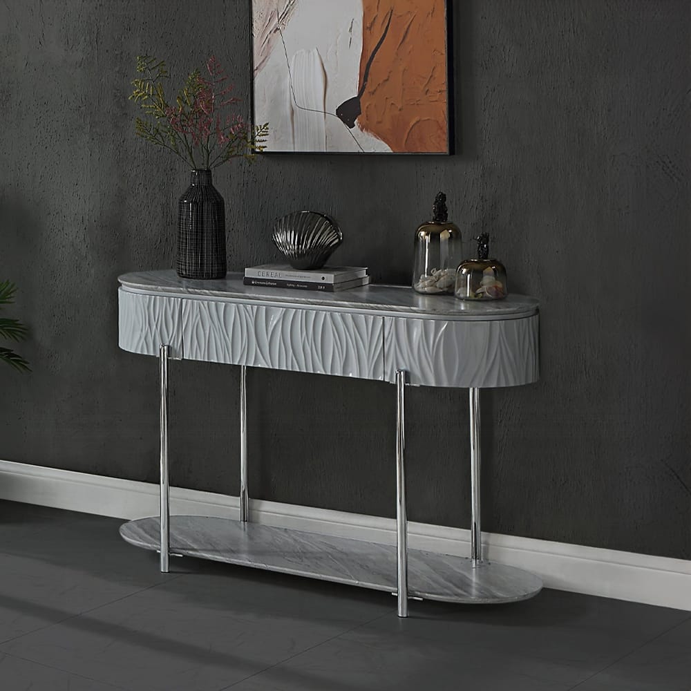 ACME Furniture - Yukino Sofa Table - Gray High Gloss & Chrome - LV02413 view 6