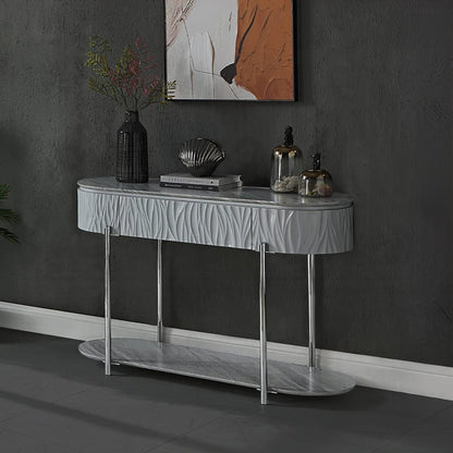 ACME Furniture - Yukino Sofa Table - Gray High Gloss & Chrome - LV02413 view 6