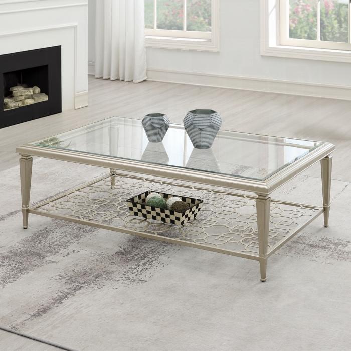 ACME Furniture - Zaba Coffee Table - Glass Top & Champagne Finish - LV02785 veiw 3