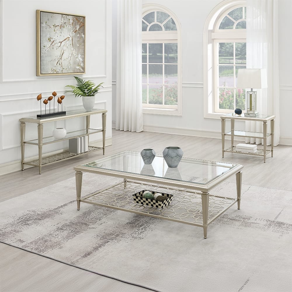 ACME Furniture - Zaba Coffee Table - Glass Top & Champagne Finish - LV02785 veiw 4