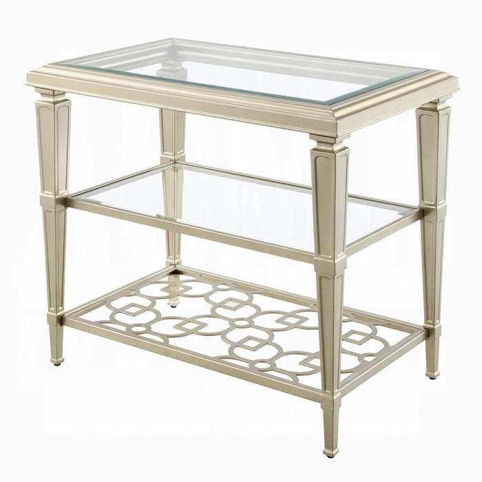 ACME Furniture - Zaba End Table - Glass & Champagne Finish - LV02786 veiw 1