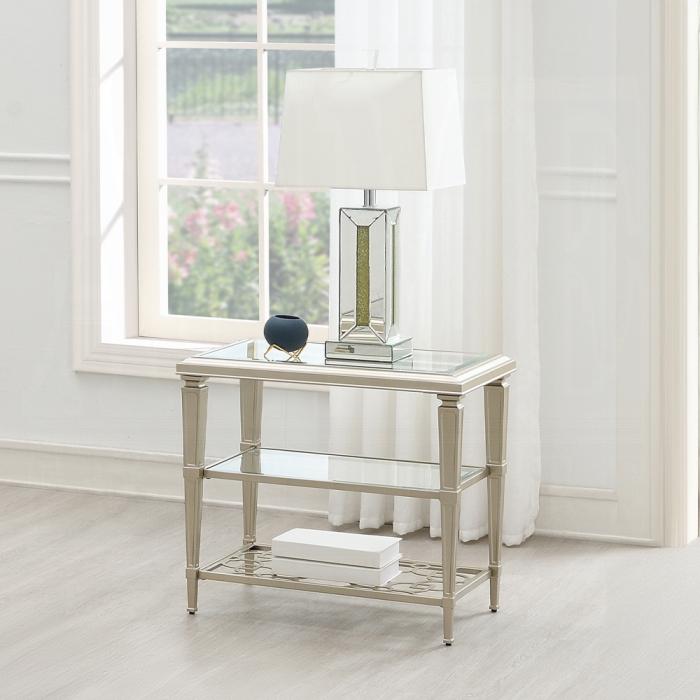 ACME Furniture - Zaba End Table - Glass & Champagne Finish - LV02786 veiw 4