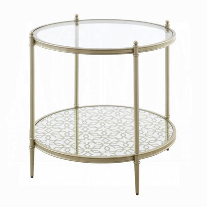 ACME Furniture - Zaba End Table - Glass Top & Champagne Finish - LV02756 veiw 1