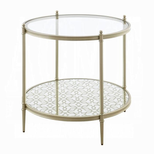 ACME Furniture - Zaba End Table - Glass Top & Champagne Finish - LV02756 veiw 1