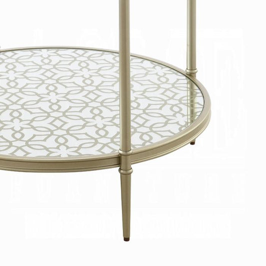 ACME Furniture - Zaba End Table - Glass Top & Champagne Finish - LV02756 veiw 2