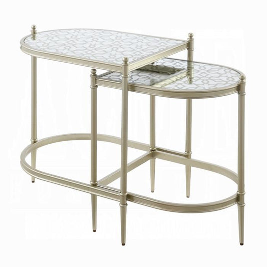 ACME Furniture - Zaba Nesting Table - Glass Top & Champagne Finish - LV02764 veiw 1