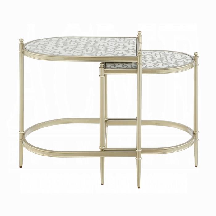ACME Furniture - Zaba Nesting Table - Glass Top & Champagne Finish - LV02764 veiw 3