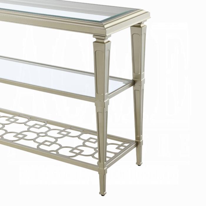 ACME Furniture - Zaba Sofa Table - Glass & Champagne Finish - LV02787 veiw 2