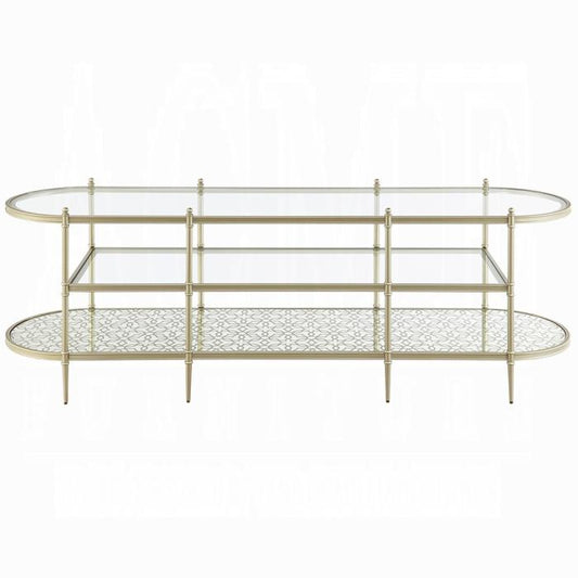 ACME Furniture - Zaba TV Stand - Glass & Champagne Finish - LV02759 veiw 2