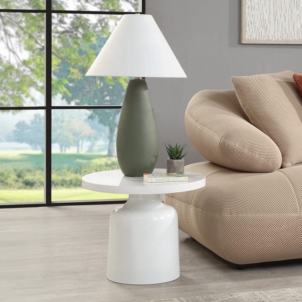 ACME Furniture - Zaid End Table - Engineering Marble & White High Gloss Finish - LV04226 view 3