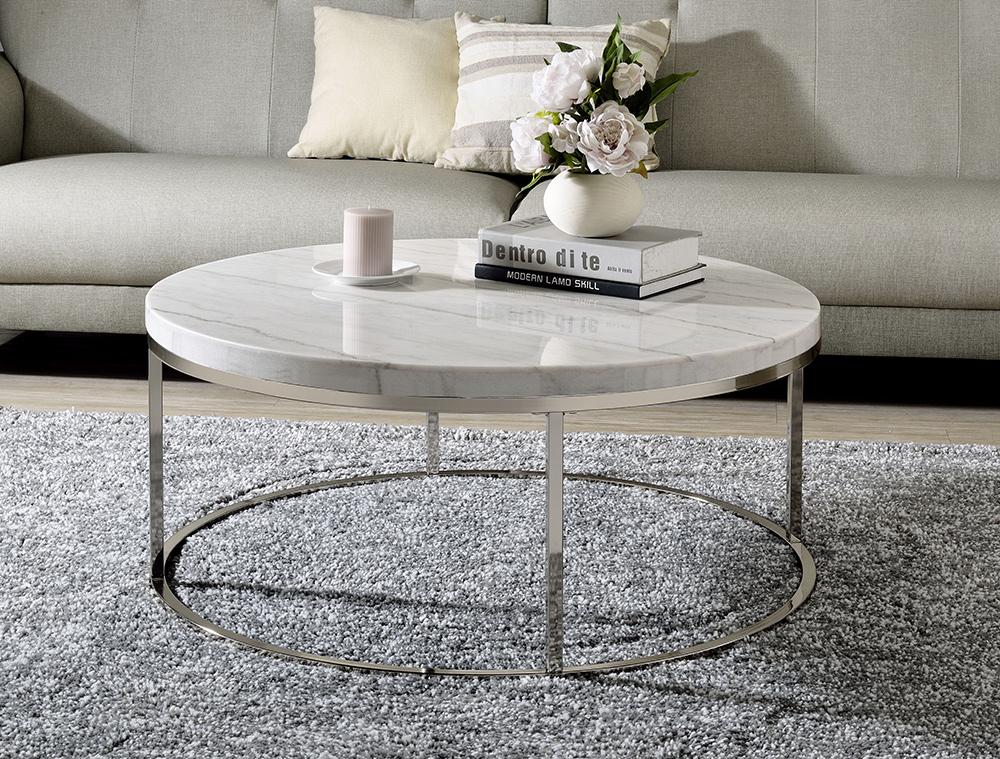 ACME Furniture - Zaidee Coffee Table - Natural Marble Top & Nickel Finish - LV02795 veiw 1