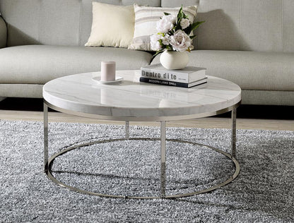 ACME Furniture - Zaidee Coffee Table - Natural Marble Top & Nickel Finish - LV02795 veiw 1