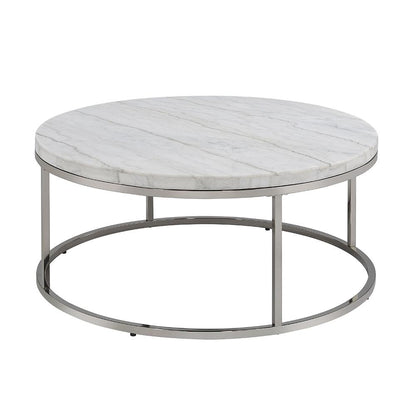 ACME Furniture - Zaidee Coffee Table - Natural Marble Top & Nickel Finish - LV02795 veiw 2
