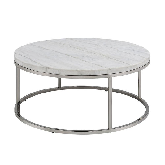 ACME Furniture - Zaidee Coffee Table - Natural Marble Top & Nickel Finish - LV02795 veiw 2