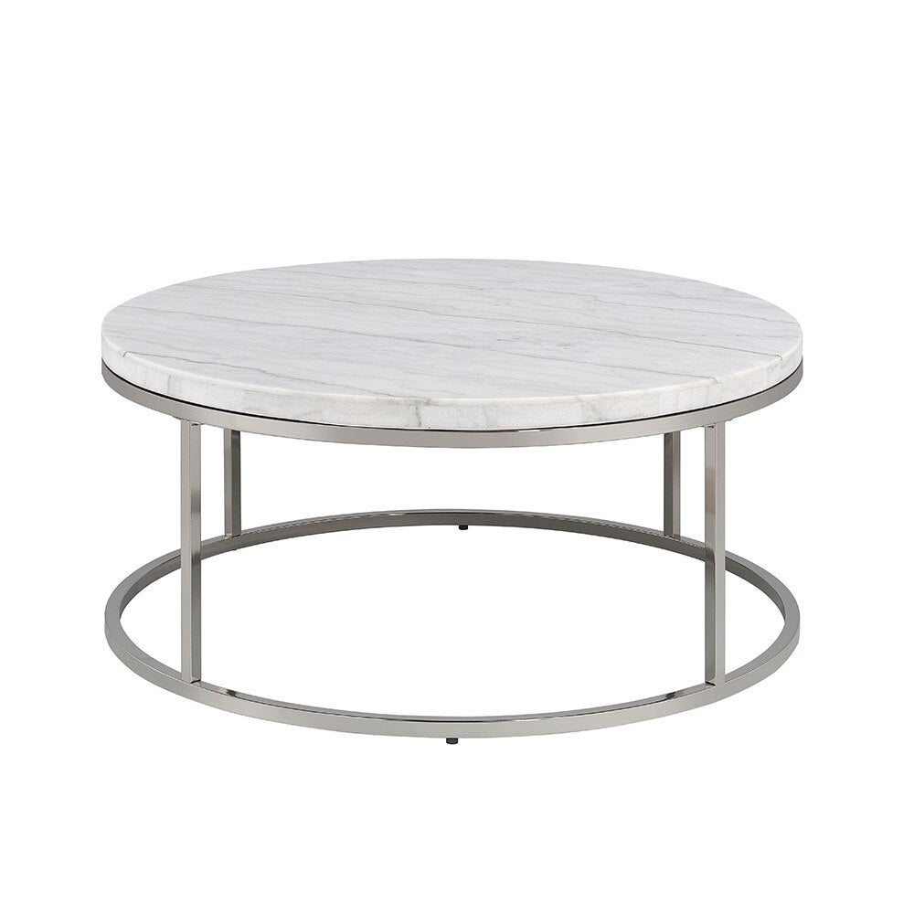 ACME Furniture - Zaidee Coffee Table - Natural Marble Top & Nickel Finish - LV02795 veiw 3