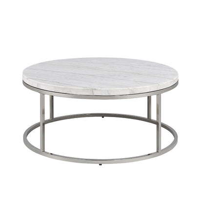 ACME Furniture - Zaidee Coffee Table - Natural Marble Top & Nickel Finish - LV02795 veiw 3