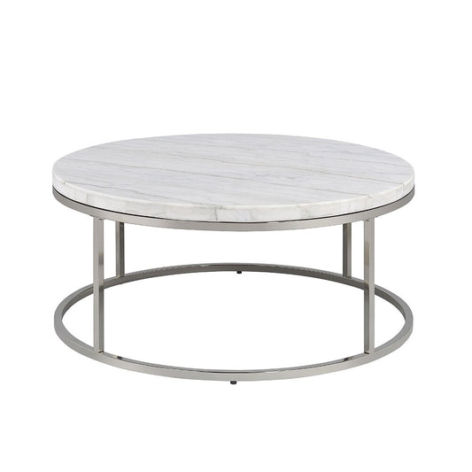 ACME Furniture - Zaidee Coffee Table - Natural Marble Top & Nickel Finish - LV02795 veiw 3