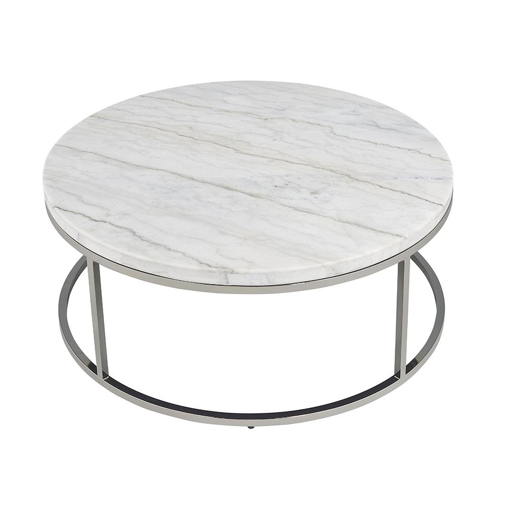 ACME Furniture - Zaidee Coffee Table - Natural Marble Top & Nickel Finish - LV02795 veiw 4