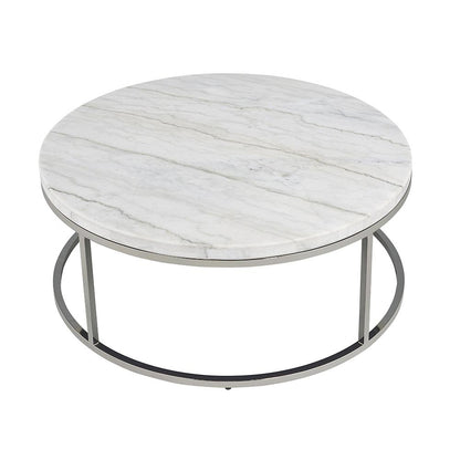 ACME Furniture - Zaidee Coffee Table - Natural Marble Top & Nickel Finish - LV02795 veiw 4