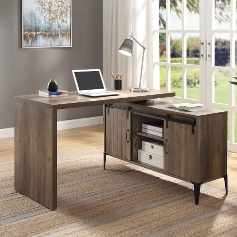 ACME Furniture - Zakwani - Writing Desk - Rustic Oak & Black Finish - OF00006 view 7