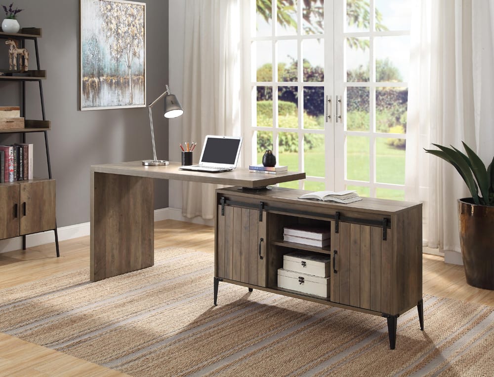 ACME Furniture - Zakwani - Writing Desk - Rustic Oak & Black Finish - OF00006 view 9