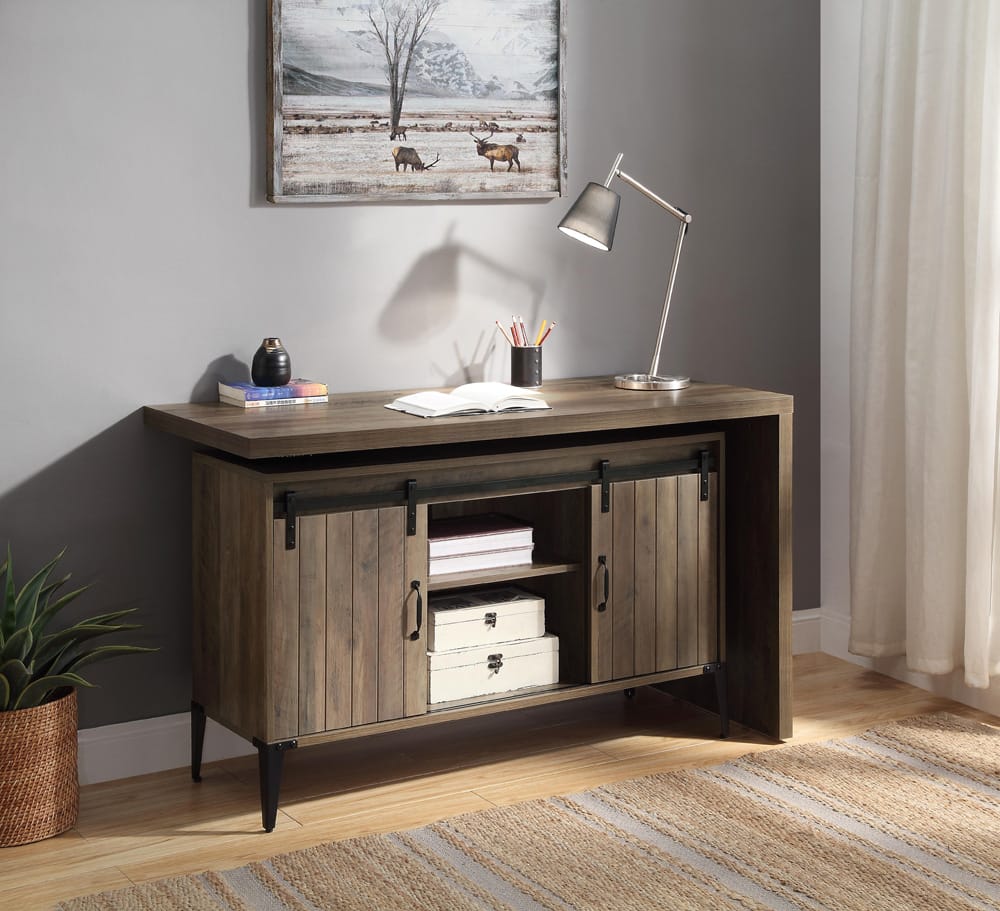 ACME Furniture - Zakwani - Writing Desk - Rustic Oak & Black Finish - OF00006 view 10