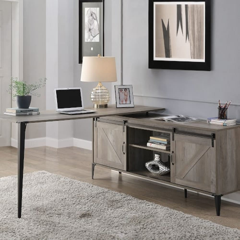 ACME Furniture - Zakwani - Writing Desk w/USB - Rustic Oak & Black Finish - OF00004 view 4
