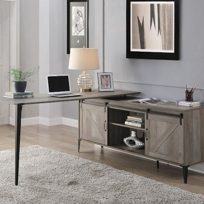 ACME Furniture - Zakwani - Writing Desk w/USB - Rustic Oak & Black Finish - OF00004 view 4