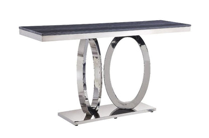 ACME Furniture - Zasir - Sofa Table - Gray Engineering Marble & Mirrored Silver Finish - 87343 view 1
