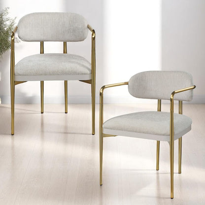 ACME Furniture - Zayn - Arm Chair (Set of 2) - Beige Chenille & Gold  - DN04206 view 7