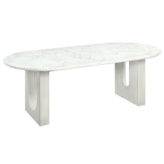 ACME Furniture - Zayn - Dining Table - White Natrual Marble Top & White  - DN04205 view 1