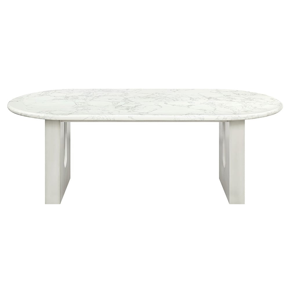 ACME Furniture - Zayn - Dining Table - White Natrual Marble Top & White  - DN04205 view 2