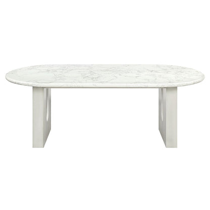 ACME Furniture - Zayn - Dining Table - White Natrual Marble Top & White  - DN04205 view 2
