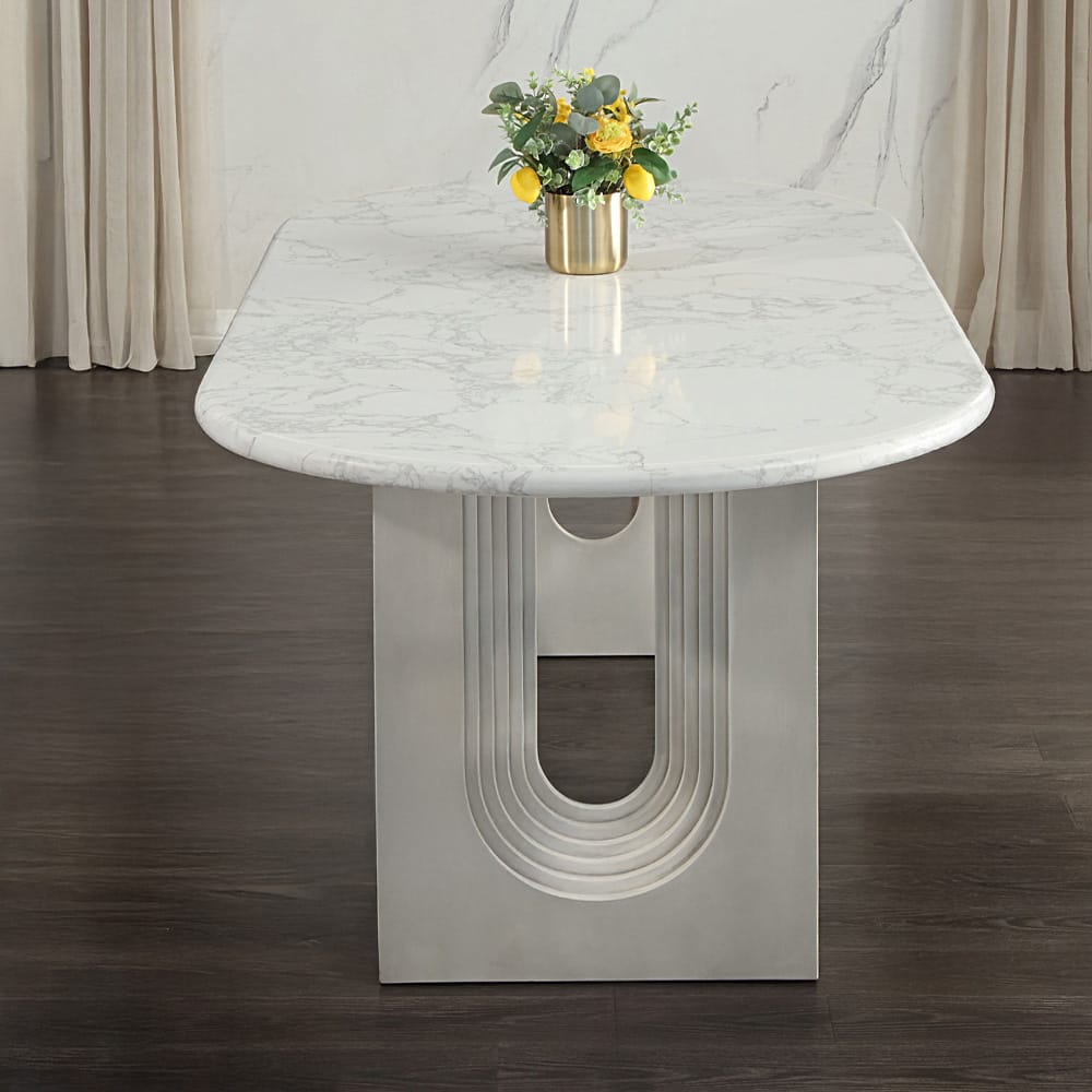 ACME Furniture - Zayn - Dining Table - White Natrual Marble Top & White  - DN04205 view 6